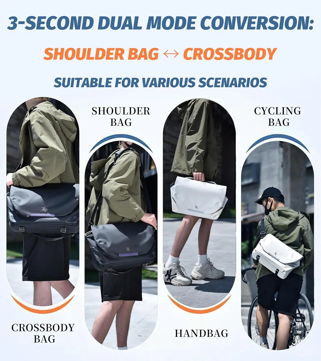 FSD.WG Men Messenger Bag Laptop Bag Shoulder Bag Large Capacity Computer Casual Bag for Work College Travel big size