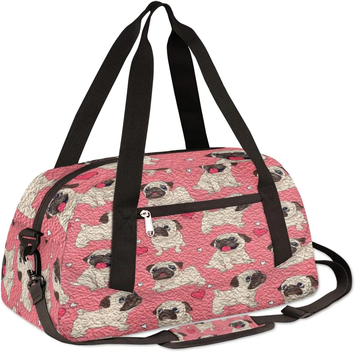 Funny Cartoon Dog Puppy Kids Duffel Bag for Girls Boys Teens, Dog Oil Painting Dance Bag Overnight Small Duffel Bag Carry On Weekend Sports Gym Travel Bag for School Practice Gymnastics Ballet