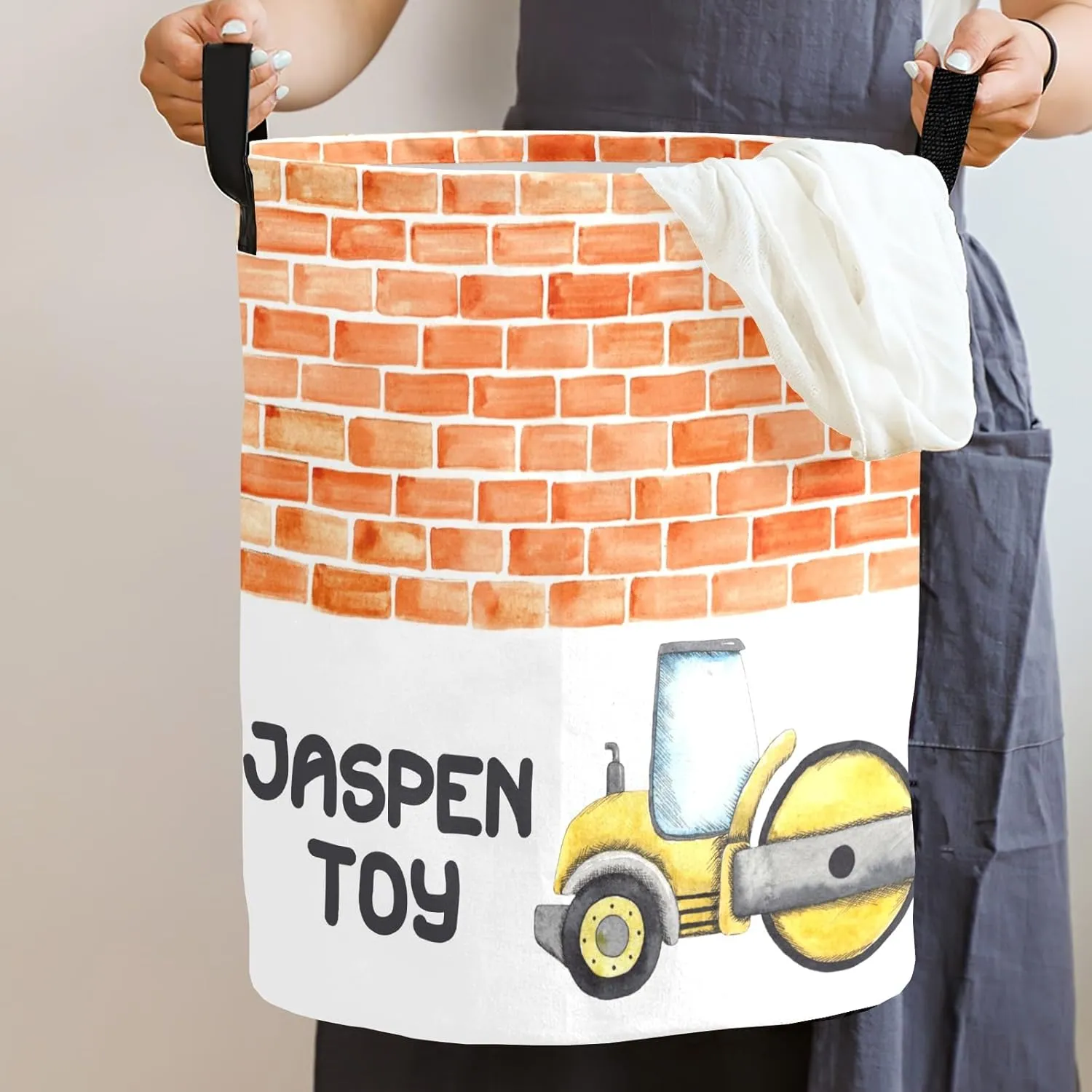 Funny Cartoon Roller Truck Personalized Laundry Basket Laundry Hamper Clothes Bag Collapsible Tall with Handles,Waterproof,Storage Baskets for Bathroom College Dorm Family Essentials