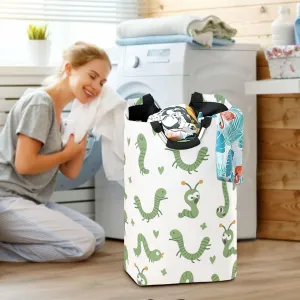 Funny Insects Caterpillar Large Laundry Baskets Washing Hamper Bag Larva Crawling Butterfly Dirty Clothes Storage Bin Toy book Clothing Holder With Handles For Home Bathroom Bedroom 50L