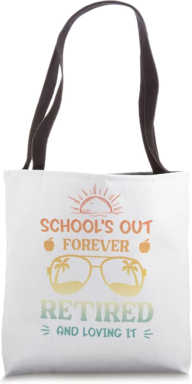 Funny Retro Summer Teacher Retirement Schools Out Forever Tote Bag