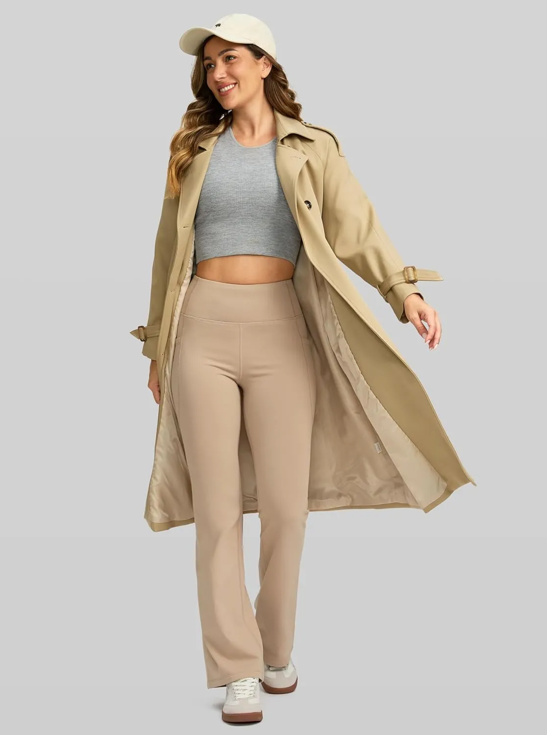G Gradual Women's Fleece Lined Pants High Waist Winter Thermal Warm Flare Leggings Hiking Yoga Pants Women with Pockets