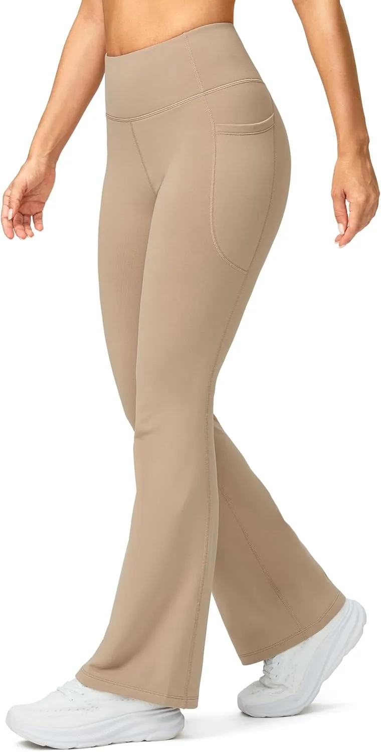 G Gradual Women's Fleece Lined Pants High Waist Winter Thermal Warm Flare Leggings Hiking Yoga Pants Women with Pockets