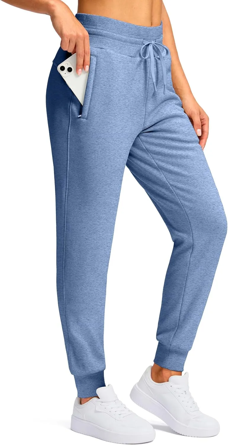 G Gradual Women's Sherpa Fleece Lined Pants with Zipper Pockets Winter Warm Joggers High Waisted Fleece Sweatpants