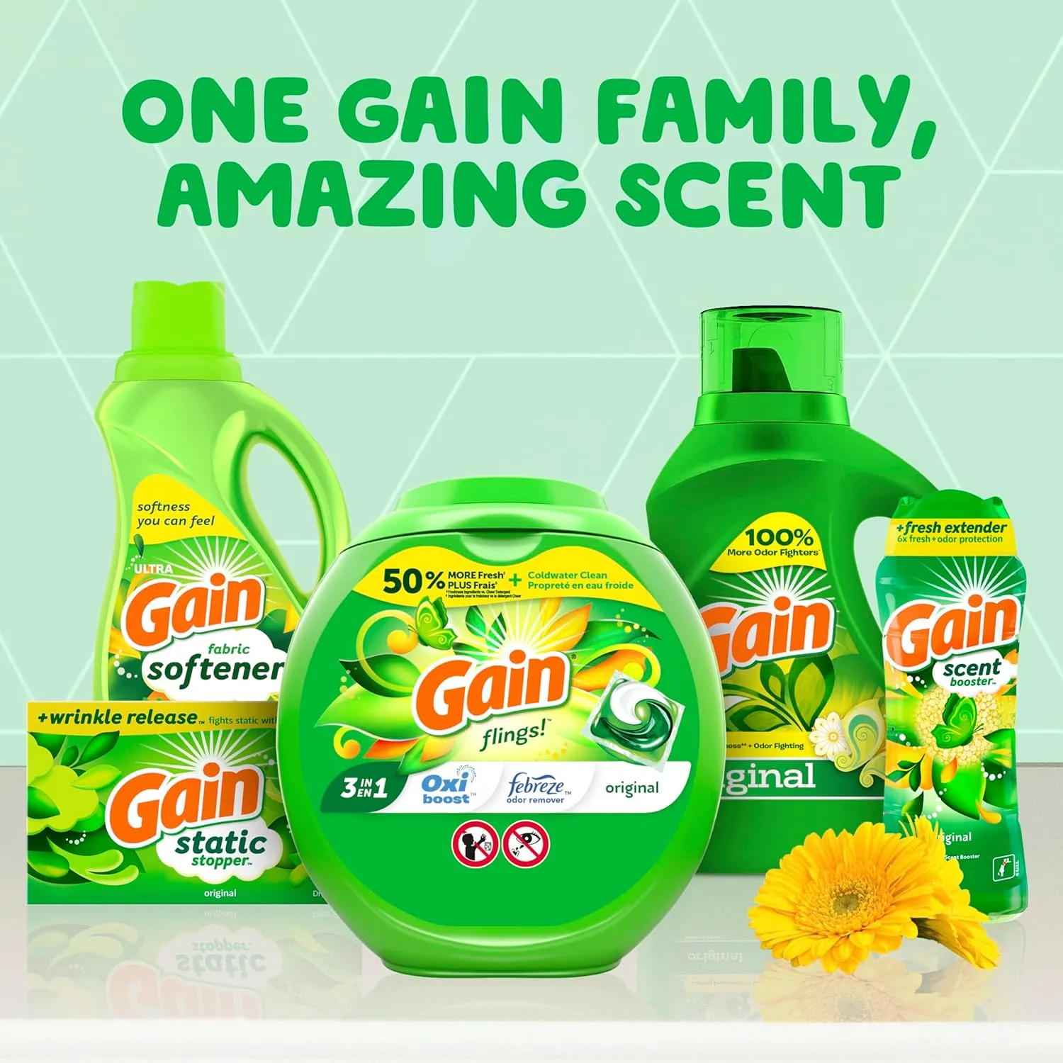 Gain   Aroma Boost Laundry Detergent Liquid, Original Scent, 107 Loads, 154 fl oz, HE Compatible Laundry Soap with Febreze and Oxi, Gain Laundry Detergent, Liquid Laundry Detergent