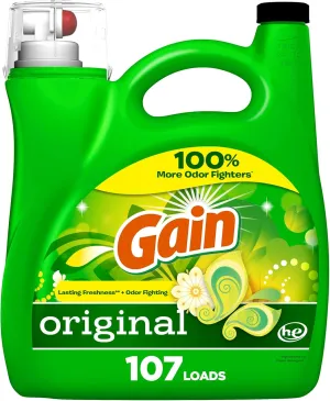 Gain   Aroma Boost Laundry Detergent Liquid, Original Scent, 107 Loads, 154 fl oz, HE Compatible Laundry Soap with Febreze and Oxi, Gain Laundry Detergent, Liquid Laundry Detergent