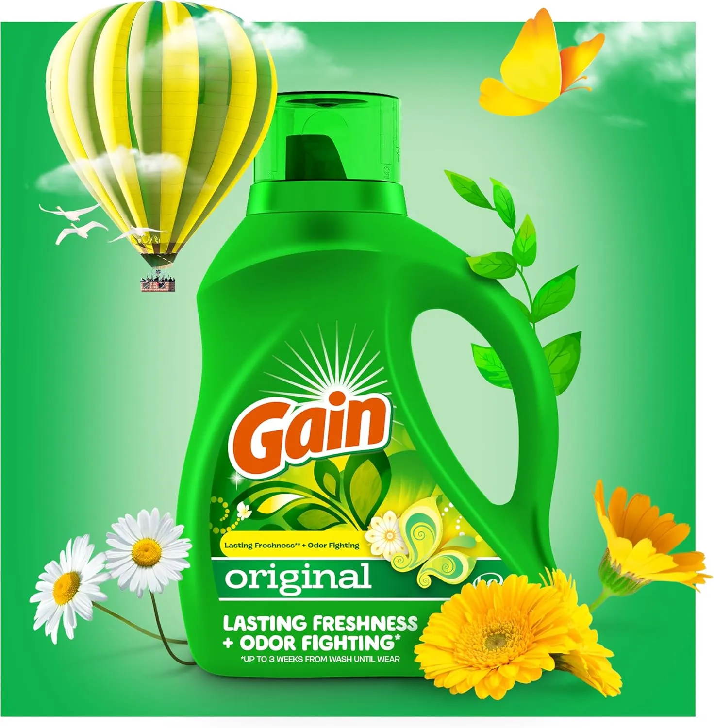 Gain   Aroma Boost Laundry Detergent Liquid, Original Scent, 107 Loads, 154 fl oz, HE Compatible Laundry Soap with Febreze and Oxi, Gain Laundry Detergent, Liquid Laundry Detergent