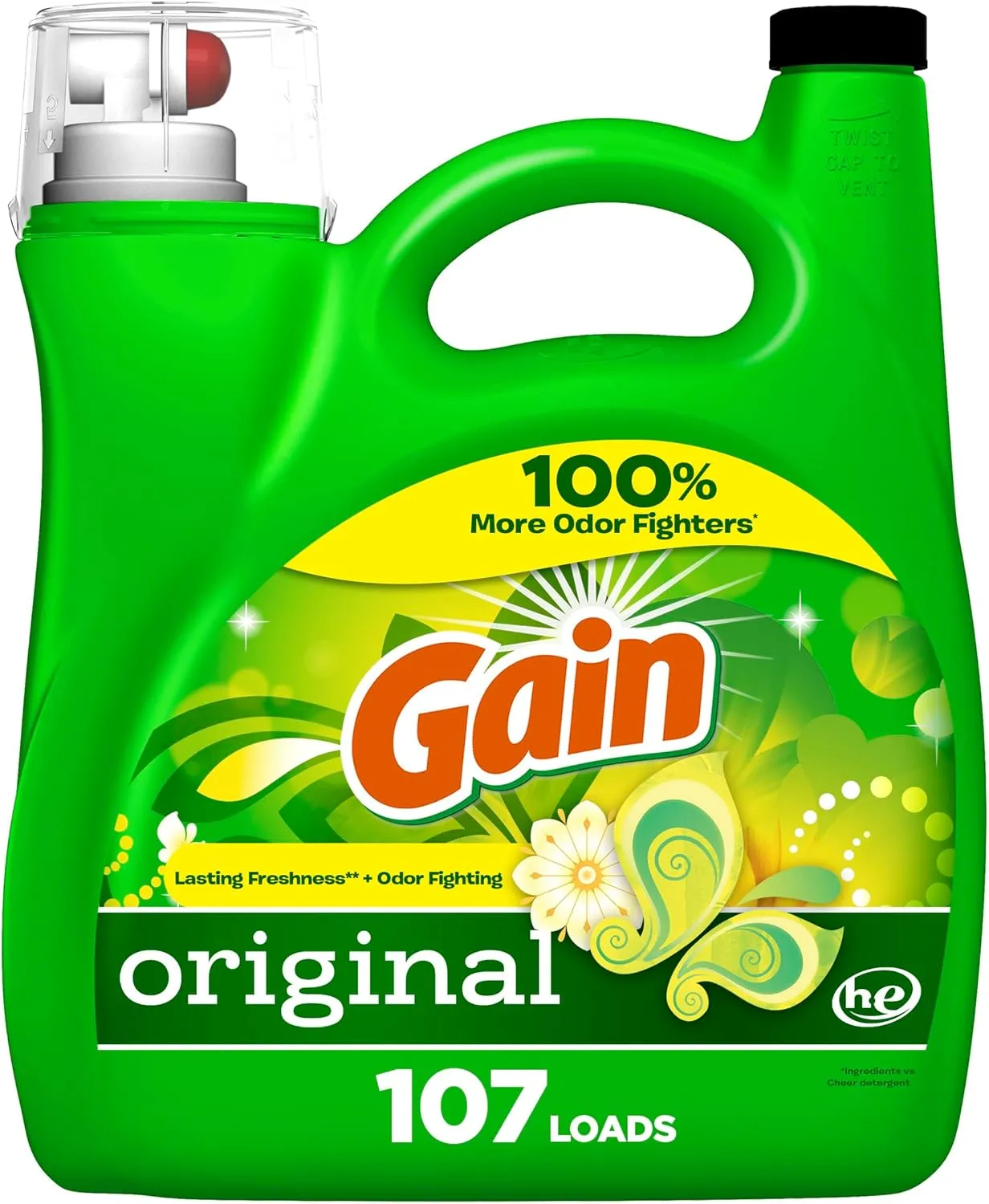 Gain   Aroma Boost Laundry Detergent Liquid, Original Scent, 107 Loads, 154 fl oz, HE Compatible Laundry Soap with Febreze and Oxi, Gain Laundry Detergent, Liquid Laundry Detergent