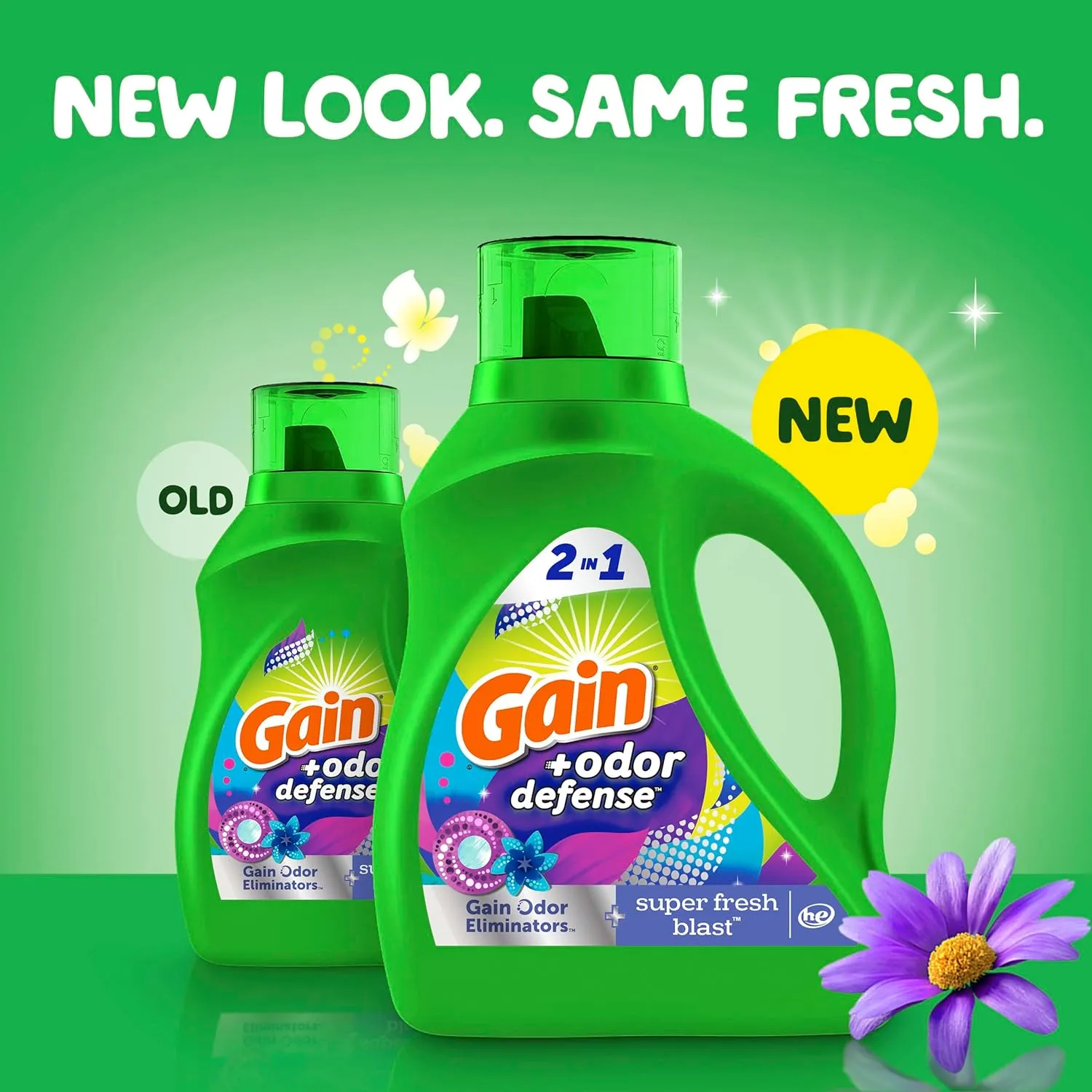 Gain   Odor Defense Liquid Laundry Detergent Super Fresh Blast Scent, HE Compatible, 107 Loads 154 fl oz, Gain Laundry Detergent, Liquid Laundry Detergent