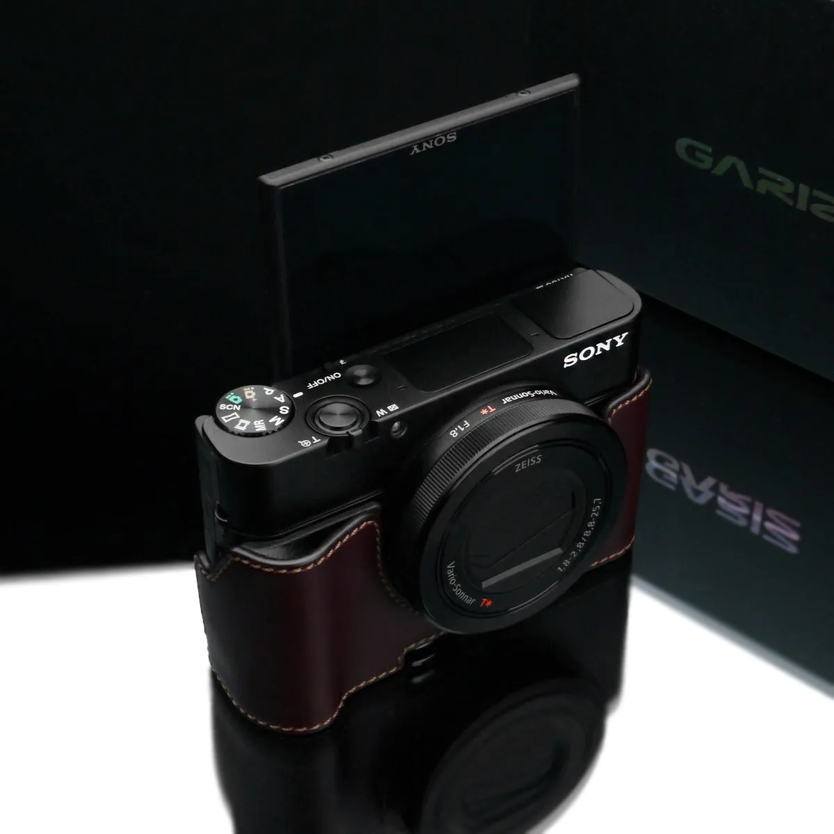 Gariz Sony RX100 MK3 / MK4 Brown Leather Camera Half Case XS-RX100M3BR (Grip Version)