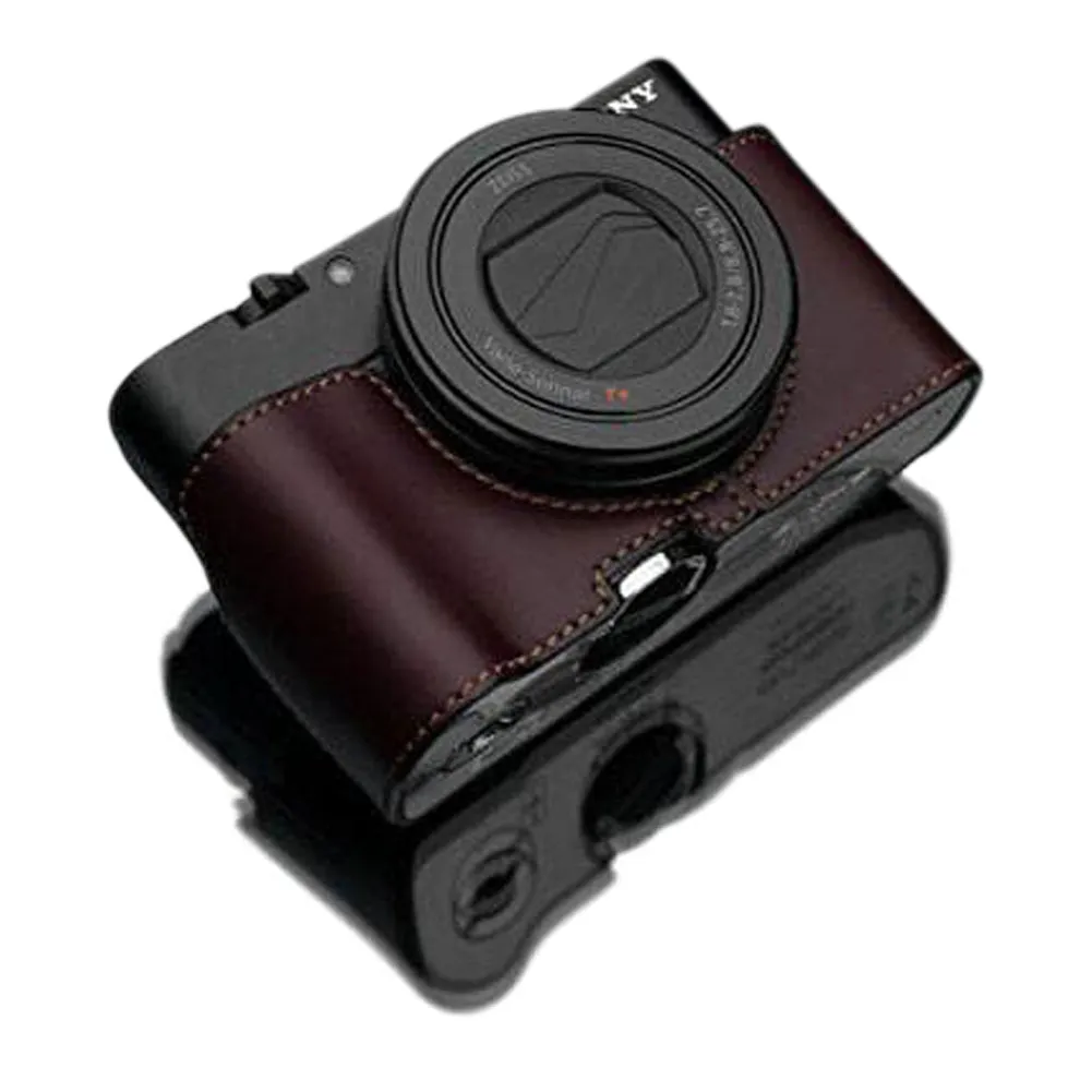Gariz Sony RX100 MK3 / MK4 Brown Leather Camera Half Case XS-RX100M3BR (Grip Version)