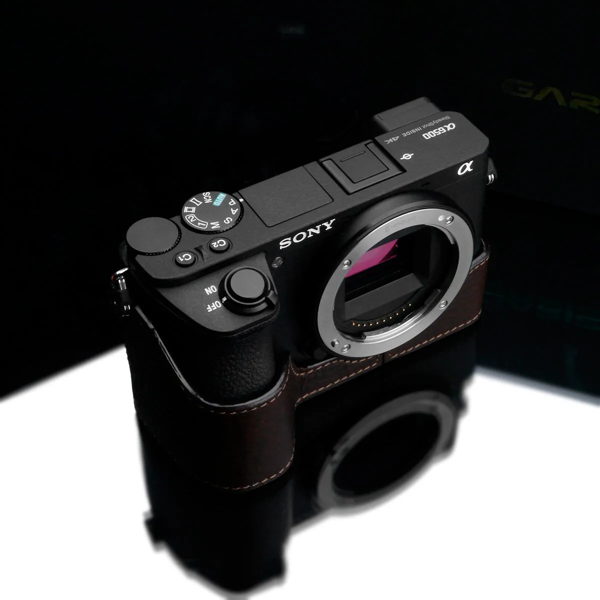 Gariz XS-CHA6500BR Genuine Leather Camera Half Case Brown for Sony A6500
