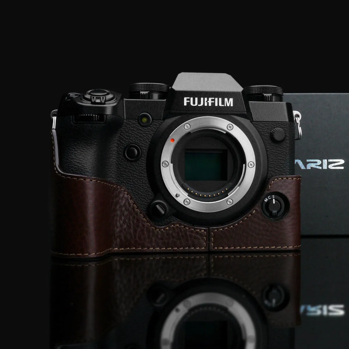 Gariz XS-CHXH1BR Leather Camera Half Case Brown for Fujifilm X-H1