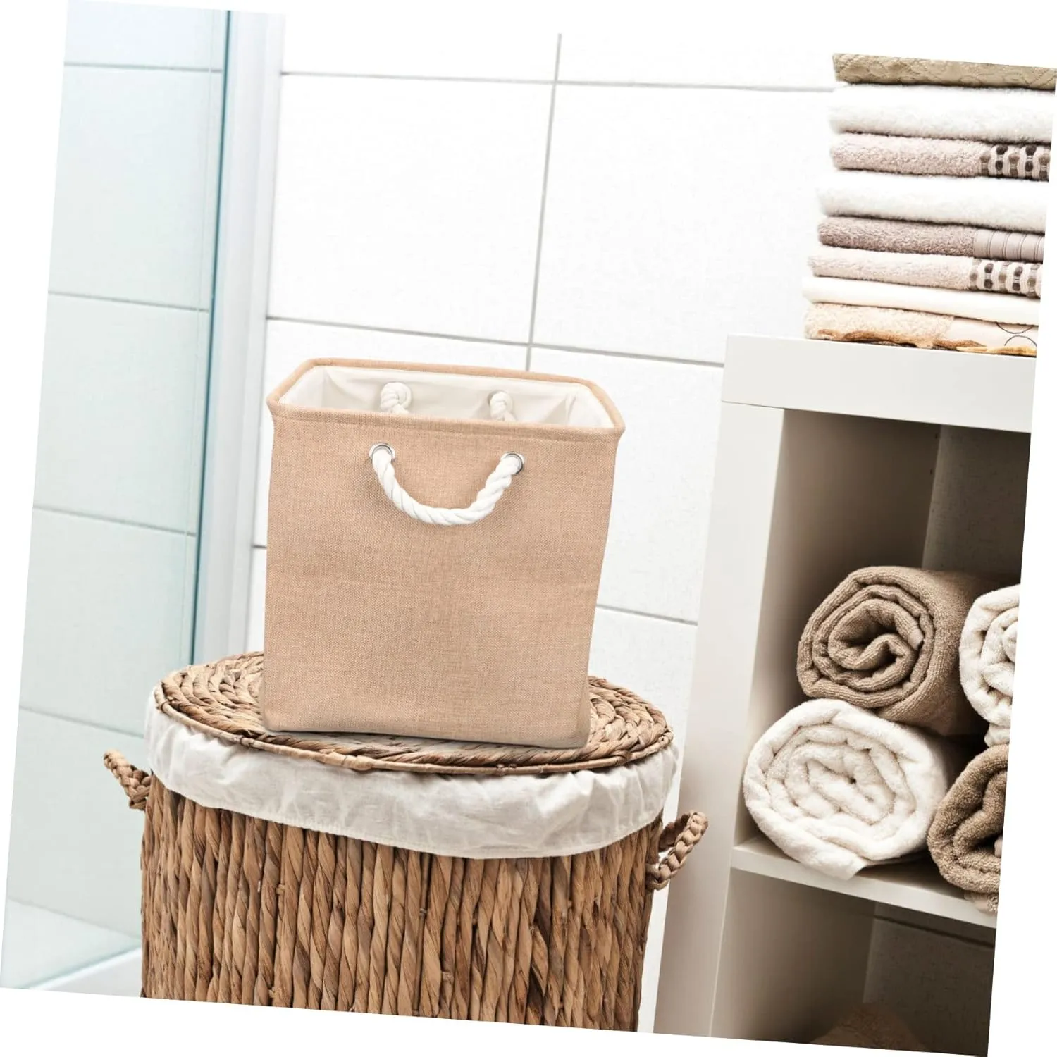 Garneck Folding Laundry Basket Hamper Foldable Laundry Basket Laundry Baskets Kids Storage Organizer for Toys Fabric Baskets Wheeled Storage Bin Foldable Basket Laundry Basket with Wheels, 33X33CM