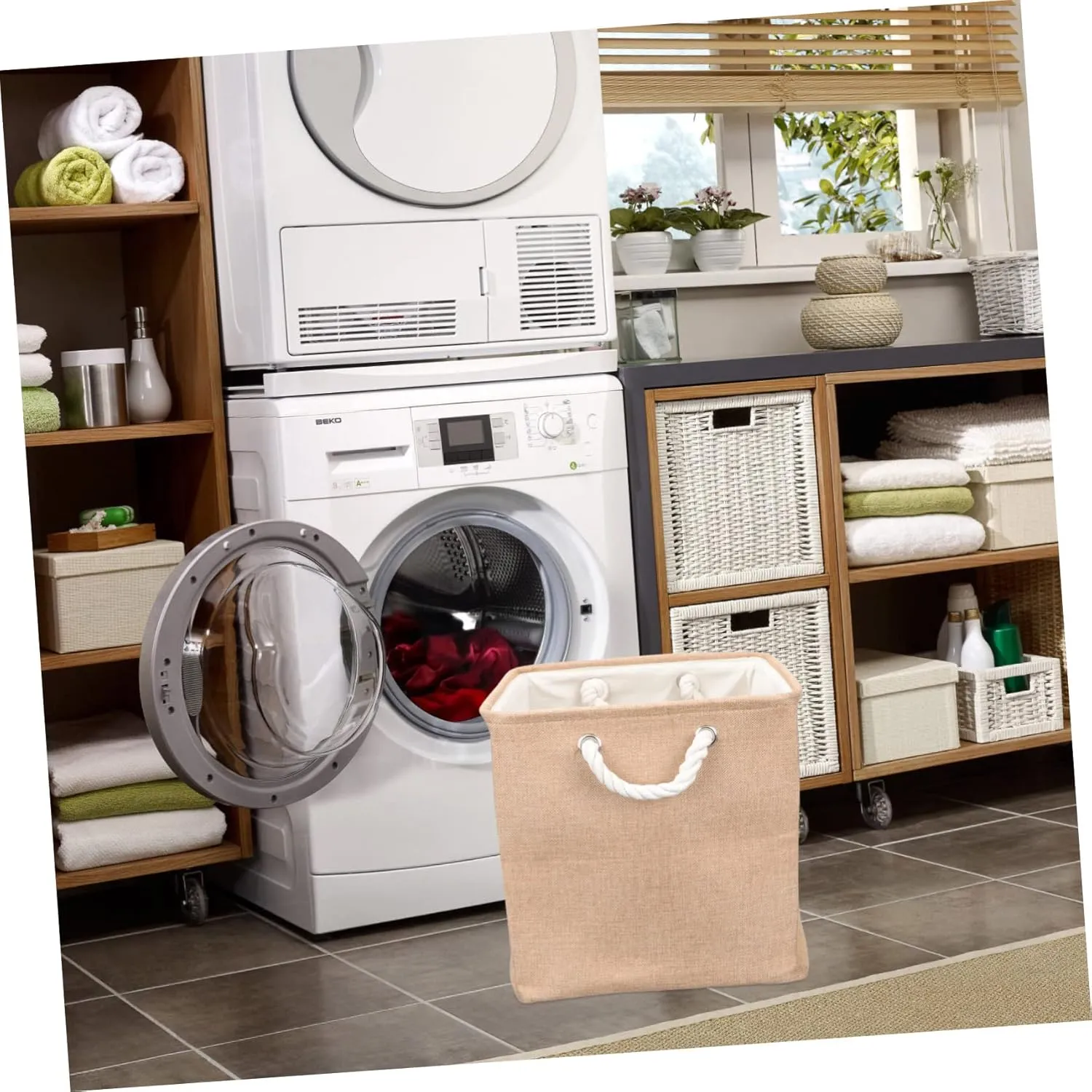Garneck Folding Laundry Basket Hamper Foldable Laundry Basket Laundry Baskets Kids Storage Organizer for Toys Fabric Baskets Wheeled Storage Bin Foldable Basket Laundry Basket with Wheels, 33X33CM