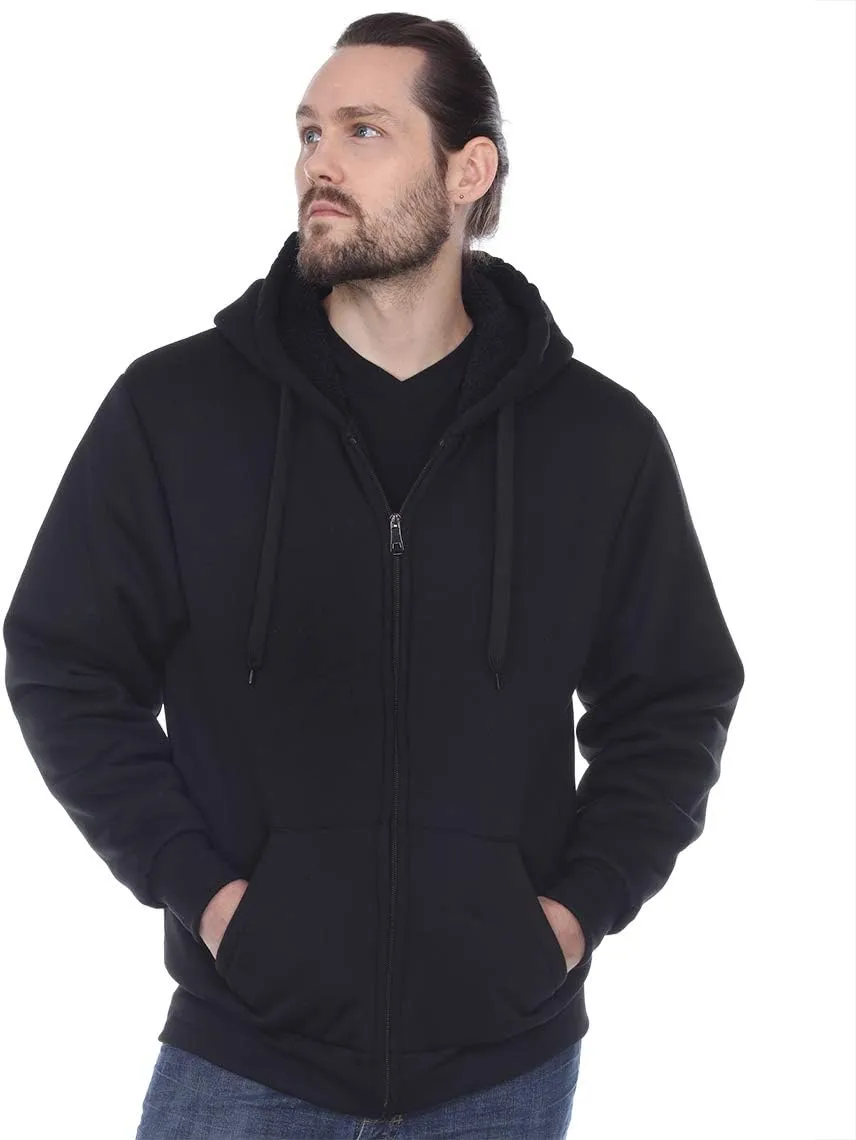 Gary Com Heavyweight Sherpa Hoodies for Men, Thick Fleece Lined Full Zip Up Winter Warm Sweatshirts Work Jackets