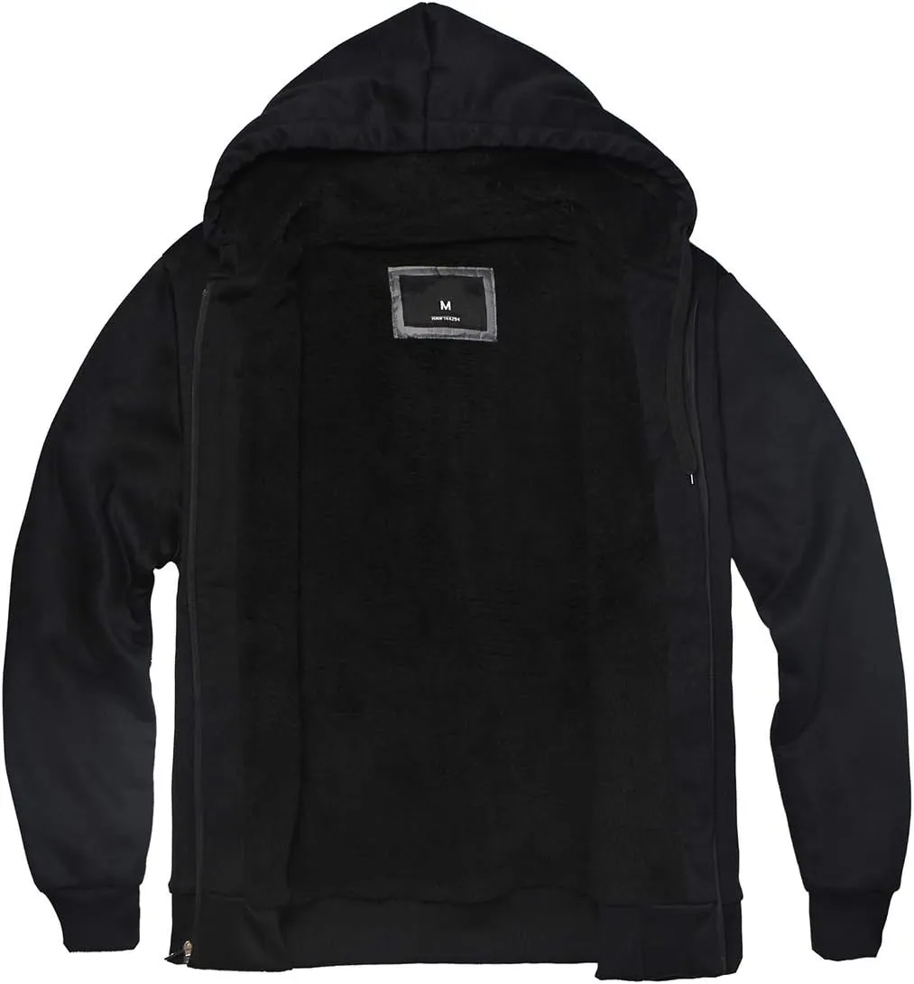 Gary Com Heavyweight Sherpa Hoodies for Men, Thick Fleece Lined Full Zip Up Winter Warm Sweatshirts Work Jackets