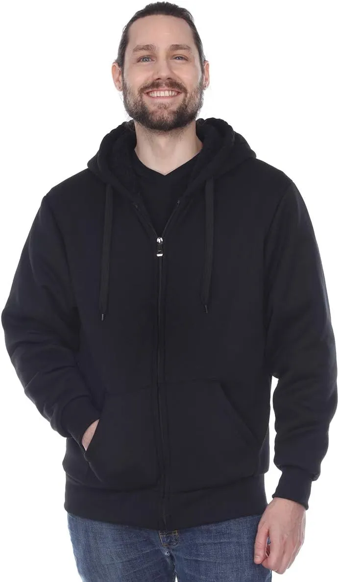 Gary Com Heavyweight Sherpa Hoodies for Men, Thick Fleece Lined Full Zip Up Winter Warm Sweatshirts Work Jackets