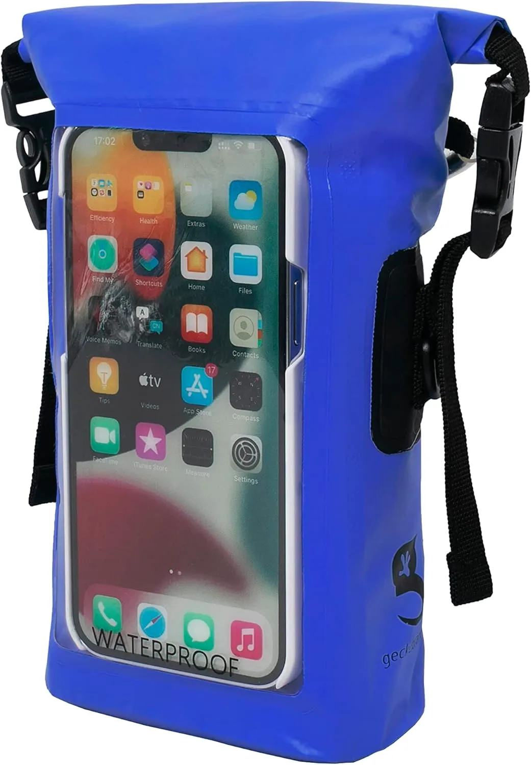 geckobrands Waterproof Phone Tote with 2L Dry Bag and Adjustable Strap – Protect Your Phone and Valuables While on The Go Royal Blue
