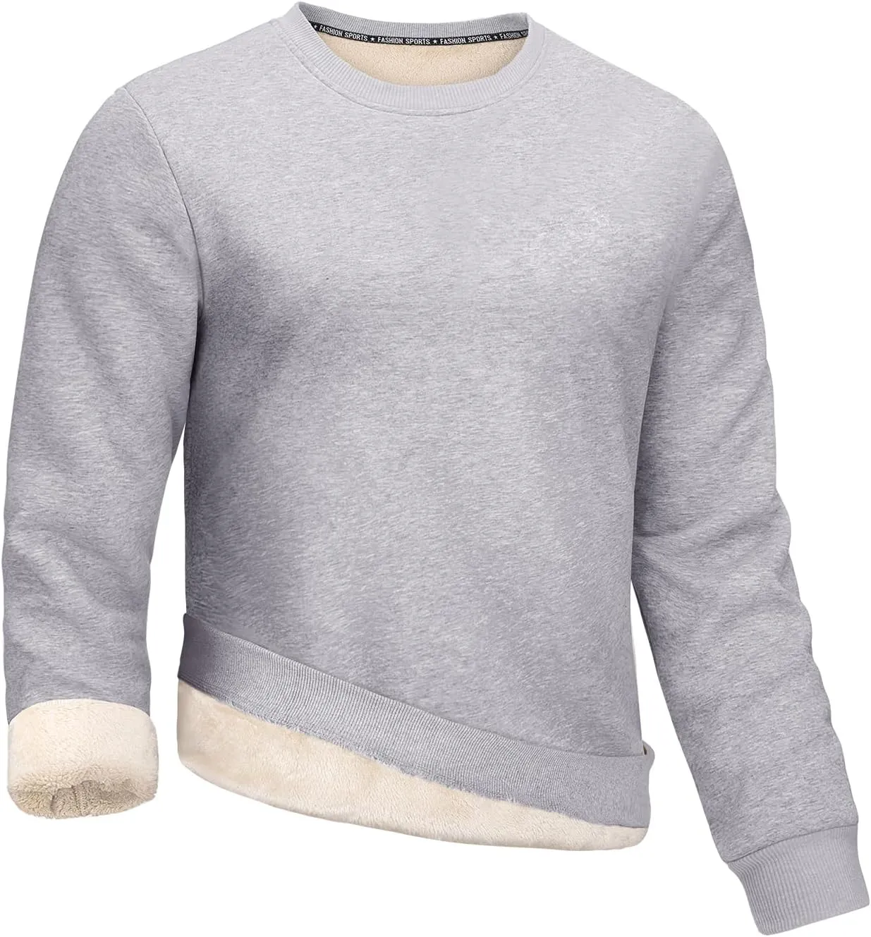 Gihuo Men's Crewneck Sweatshirt Winter Warm Sherpa Lined Pullover Fleece Top Sweatshirt