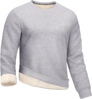 Gihuo Men's Crewneck Sweatshirt Winter Warm Sherpa Lined Pullover Fleece Top Sweatshirt