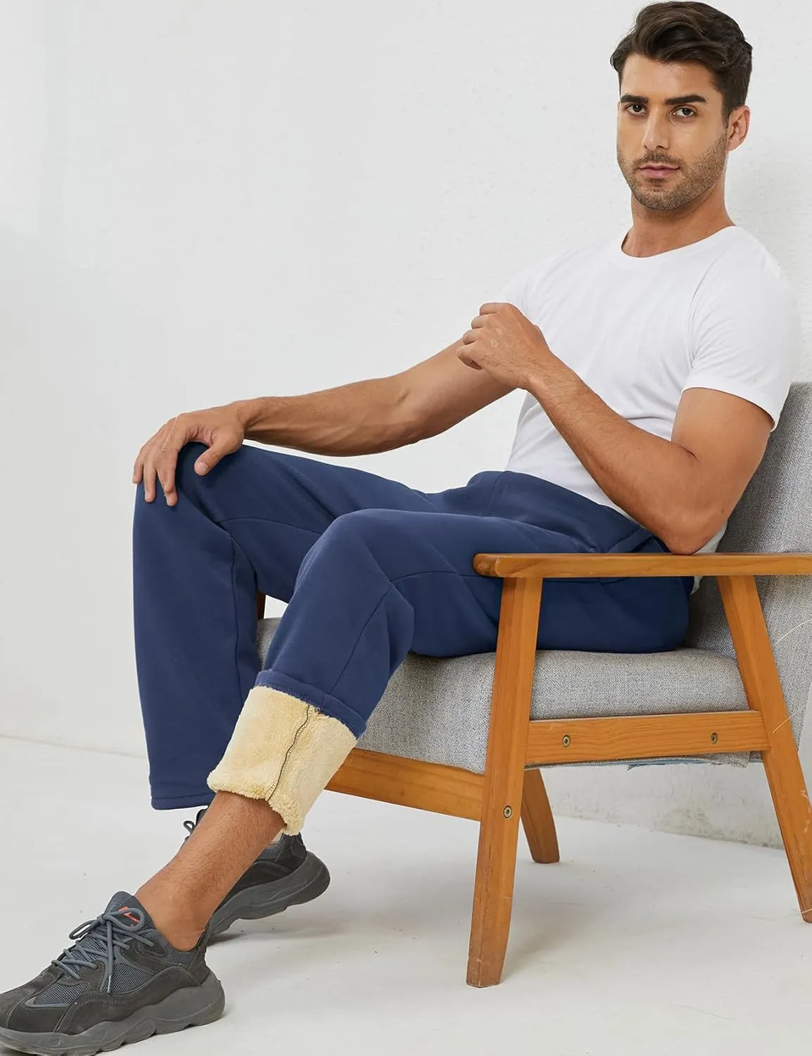 Gihuo Men's Winter Warm Fleece Pants Sherpa Fleece Lined Jogger Pants Sweatpants