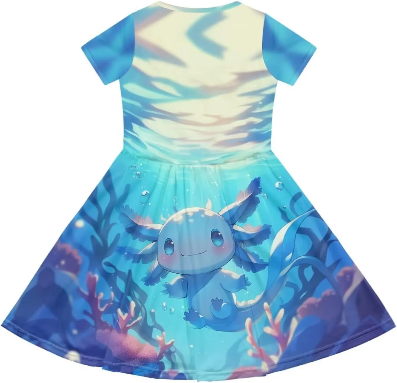 Girls Dresses Size 2-14 Kids Summer Short Sleeve Skater Dress Beach Midi Party Dresses