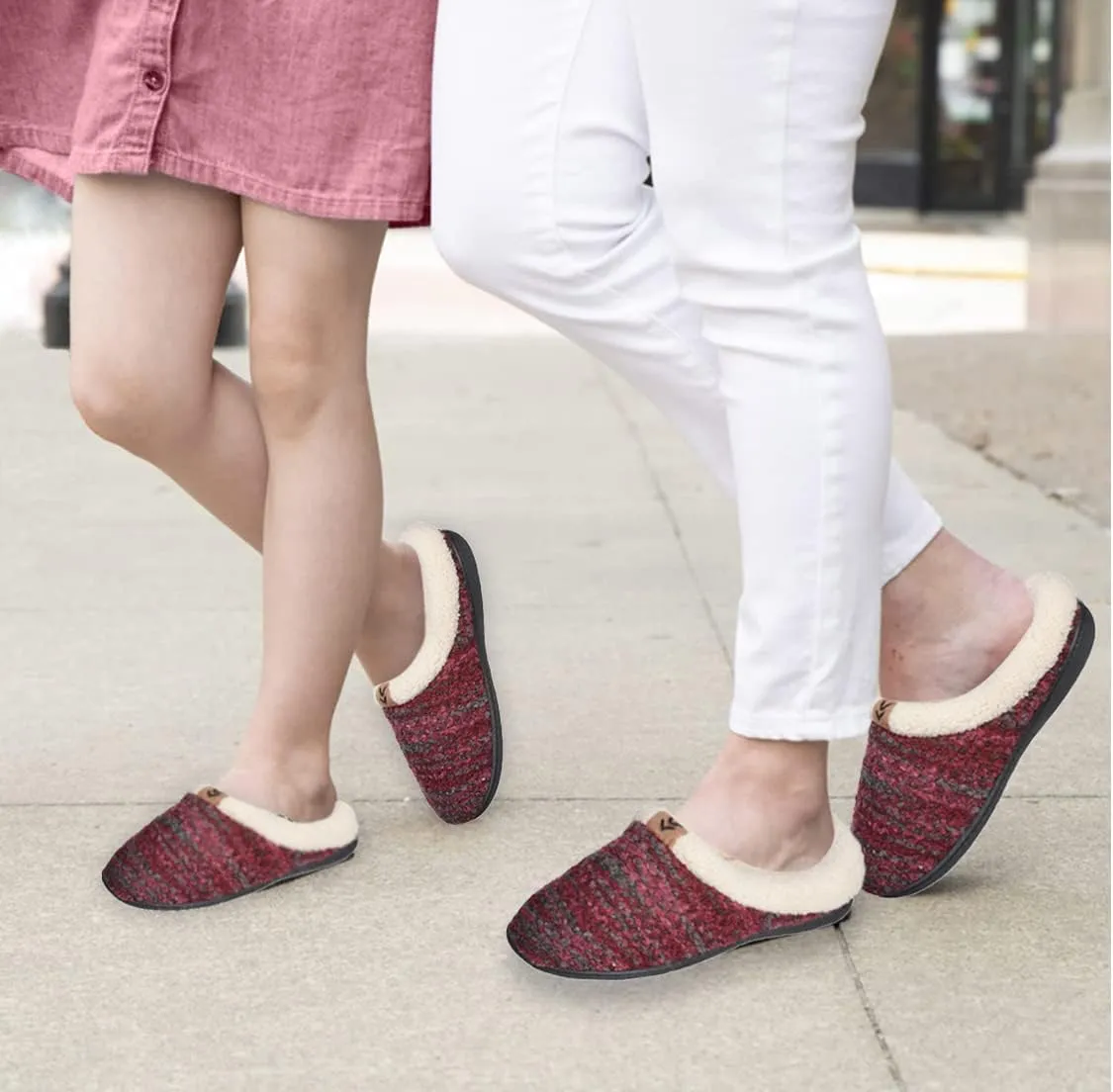 Girls Knitted Fleece Lined Clog Slippers
