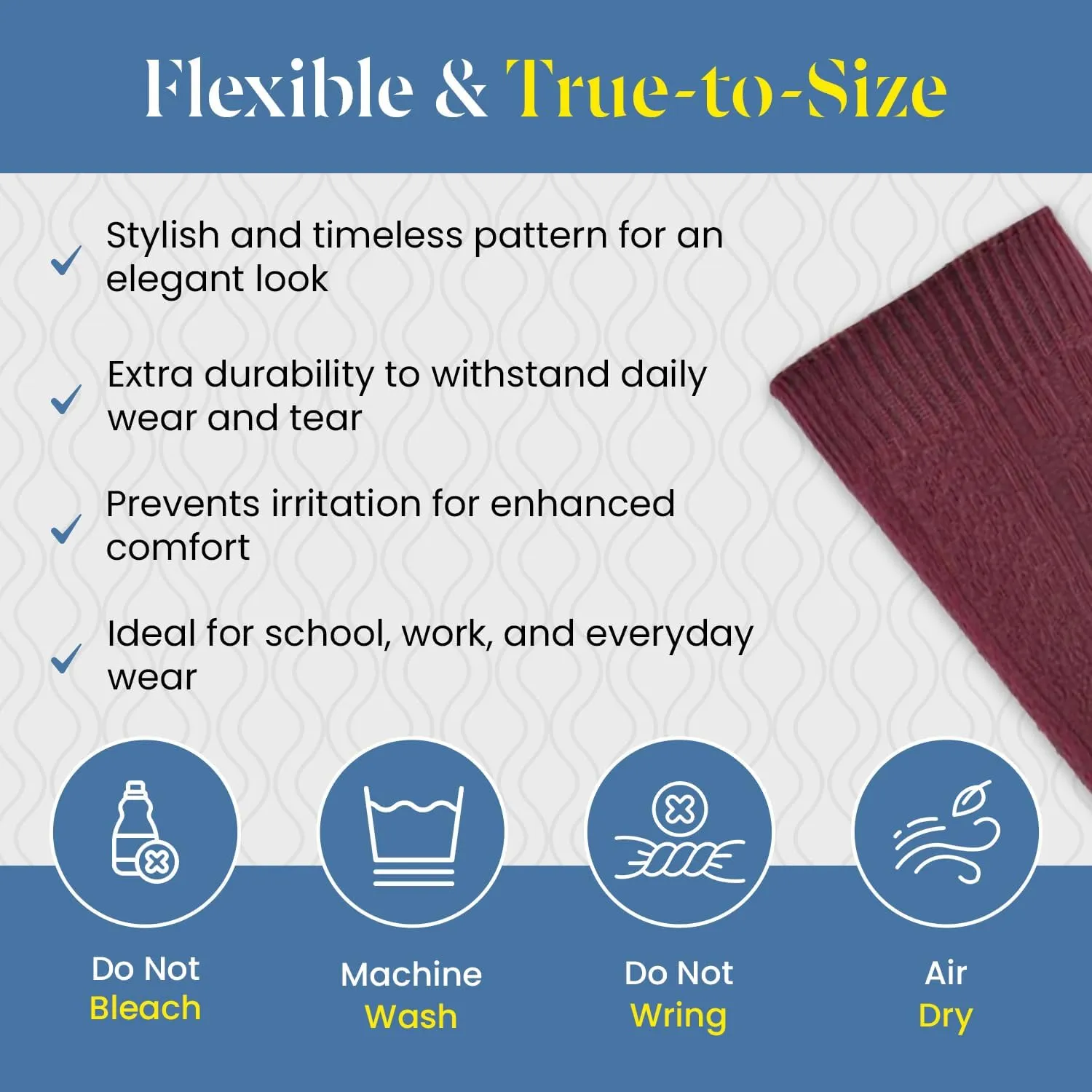 Girls School Knee High Uniform Socks, Classic Cable Knit Acrylic, Seamless Knee High Comfortable & Cute Long Socks 3 Pairs