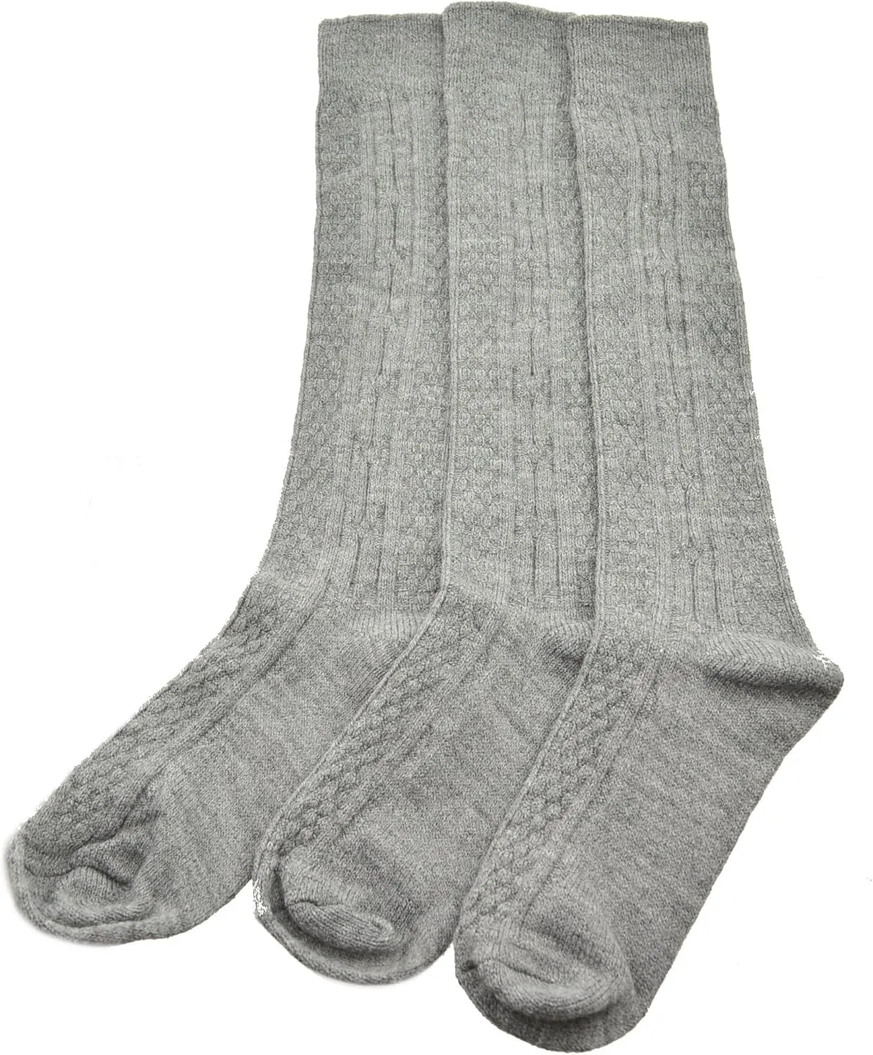 Girls School Knee High Uniform Socks, Classic Cable Knit Acrylic, Seamless Knee High Comfortable & Cute Long Socks 3 Pairs