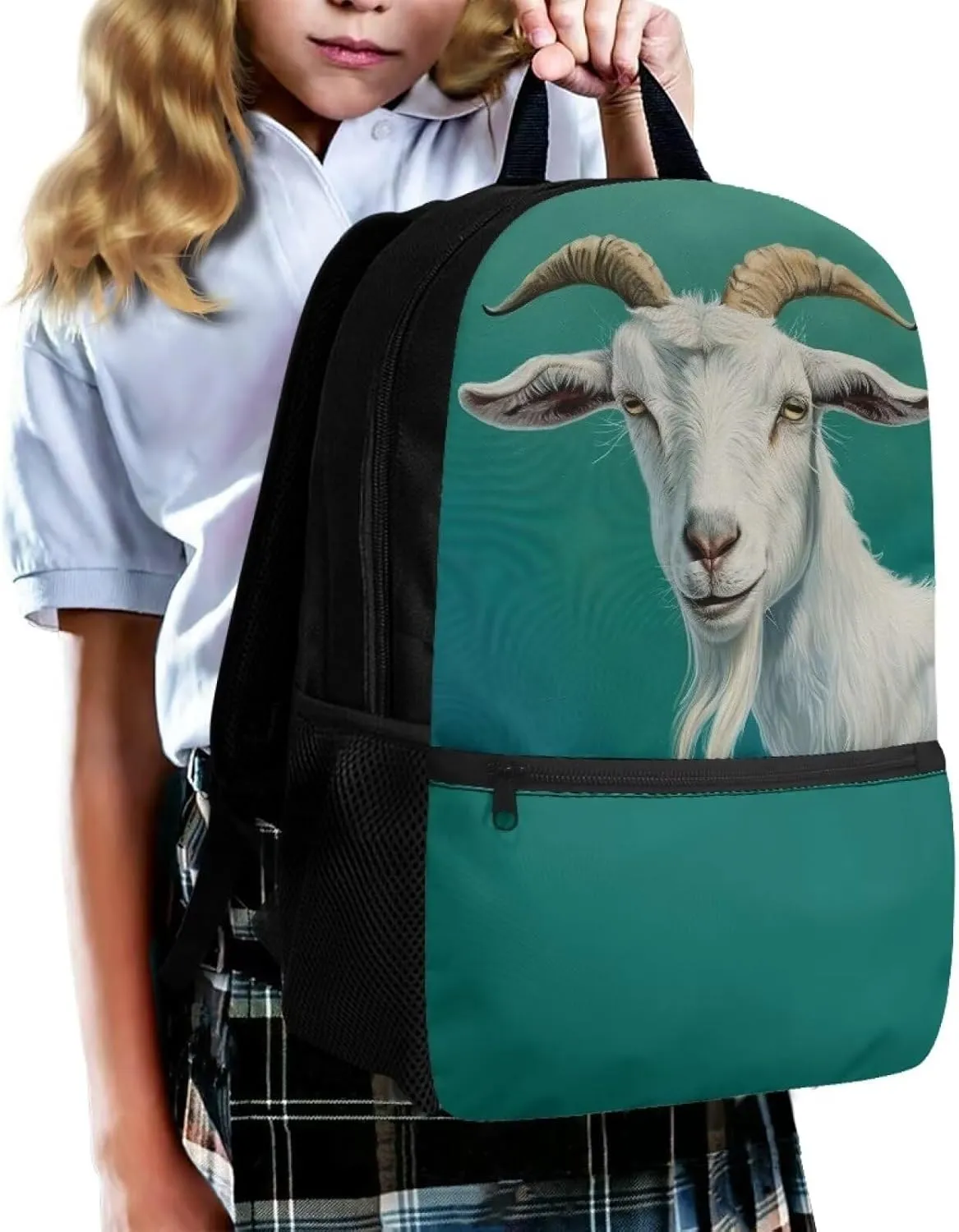 Goat Backpack for School Boys Elementary Bookbag Back Pack Purse Middle High School Bag Rucksack for Kindergarten Preschool Students Daypack Light Weight Laptop Bags for Men Women