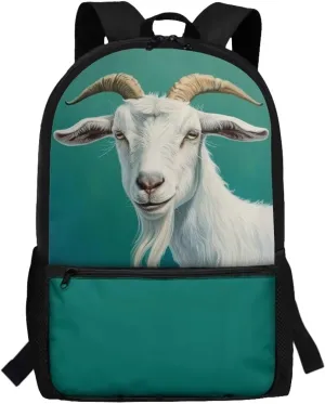 Goat Backpack for School Boys Elementary Bookbag Back Pack Purse Middle High School Bag Rucksack for Kindergarten Preschool Students Daypack Light Weight Laptop Bags for Men Women