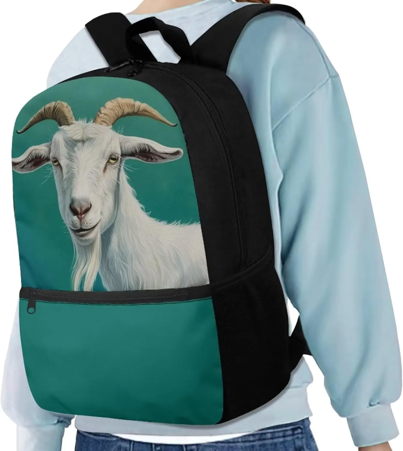 Goat Backpack for School Boys Elementary Bookbag Back Pack Purse Middle High School Bag Rucksack for Kindergarten Preschool Students Daypack Light Weight Laptop Bags for Men Women