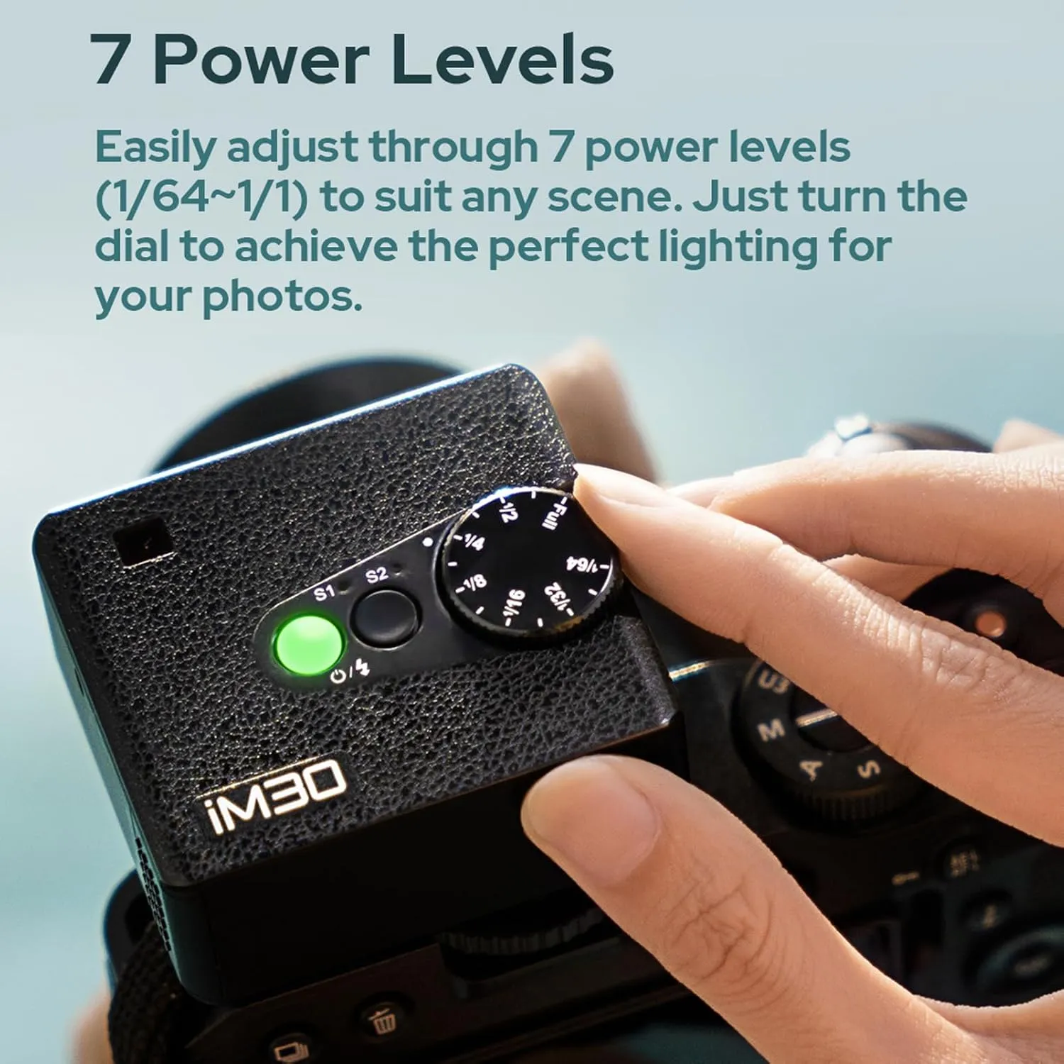 Godox iM30 Mini On-Camera Flash GN15 Camera Speedlite 7 Power Levels 3.6s Recycle Time with Single-Contact Hot Shoe Replacement for Canon Nikon Sony Mirrorless Cameras Film Cameras
