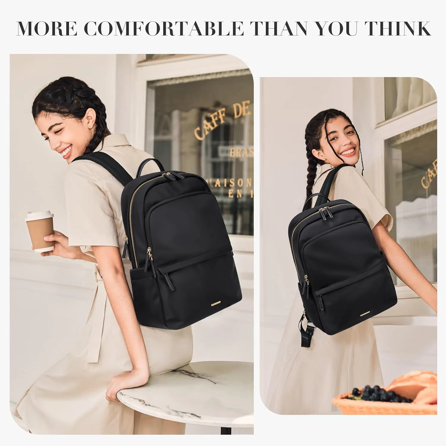 GOLF SUPAGS Women Laptop Backpack Casual Daypack for Work Travel College Backpack Purse Fits 14 Inch Notebook (Black)