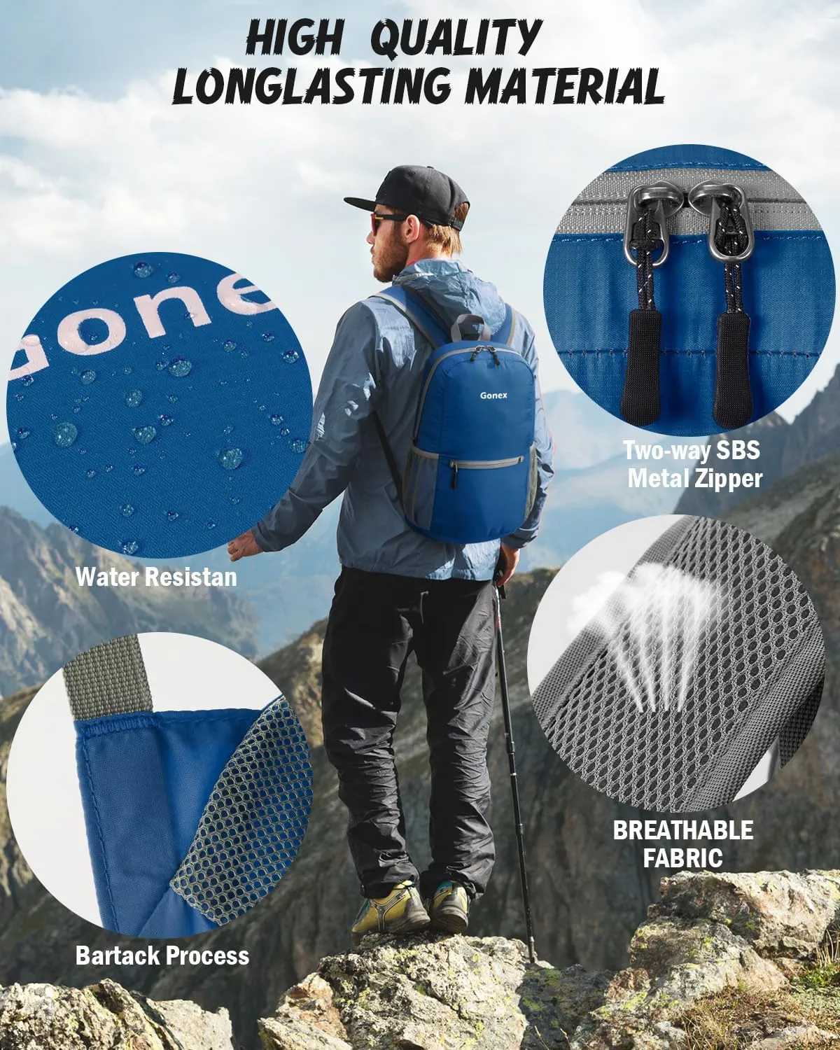 Gonex Ultra Lightweight Packable Backpack 20L Daypack Handy Foldable Camping Outdoor Travel Cycling Backpacking