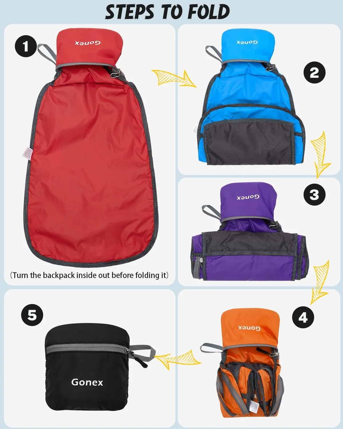 Gonex Ultra Lightweight Packable Backpack 20L Daypack Handy Foldable Camping Outdoor Travel Cycling Backpacking