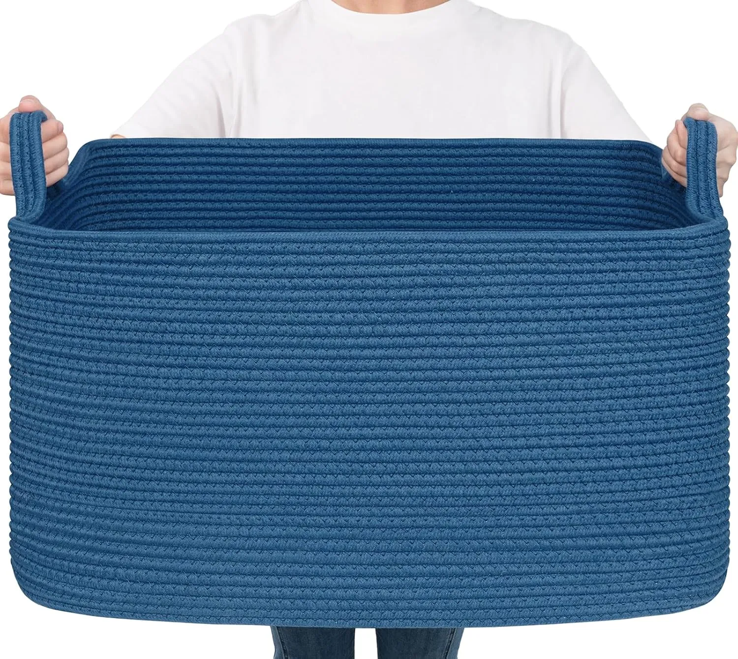 Goodpick Large Blanket Basket, Storage Baskets for Organizing, Rectangle Woven Basket for Clothes, Towels, Toy Baskets Storage Kids, 21.6" x 14.9" x 11.8"