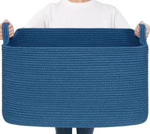 Goodpick Large Blanket Basket, Storage Baskets for Organizing, Rectangle Woven Basket for Clothes, Towels, Toy Baskets Storage Kids, 21.6" x 14.9" x 11.8"