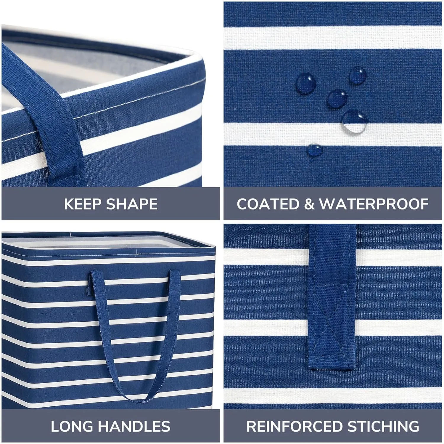 Goodpick Laundry Basket Tall Baby Foldable Laundry Hamper Kids Cute Large Storage Baskets for Organizing Toys Clothes Sheets Basket Organizer Bathroom, 75L Set of 2, Navy Blue