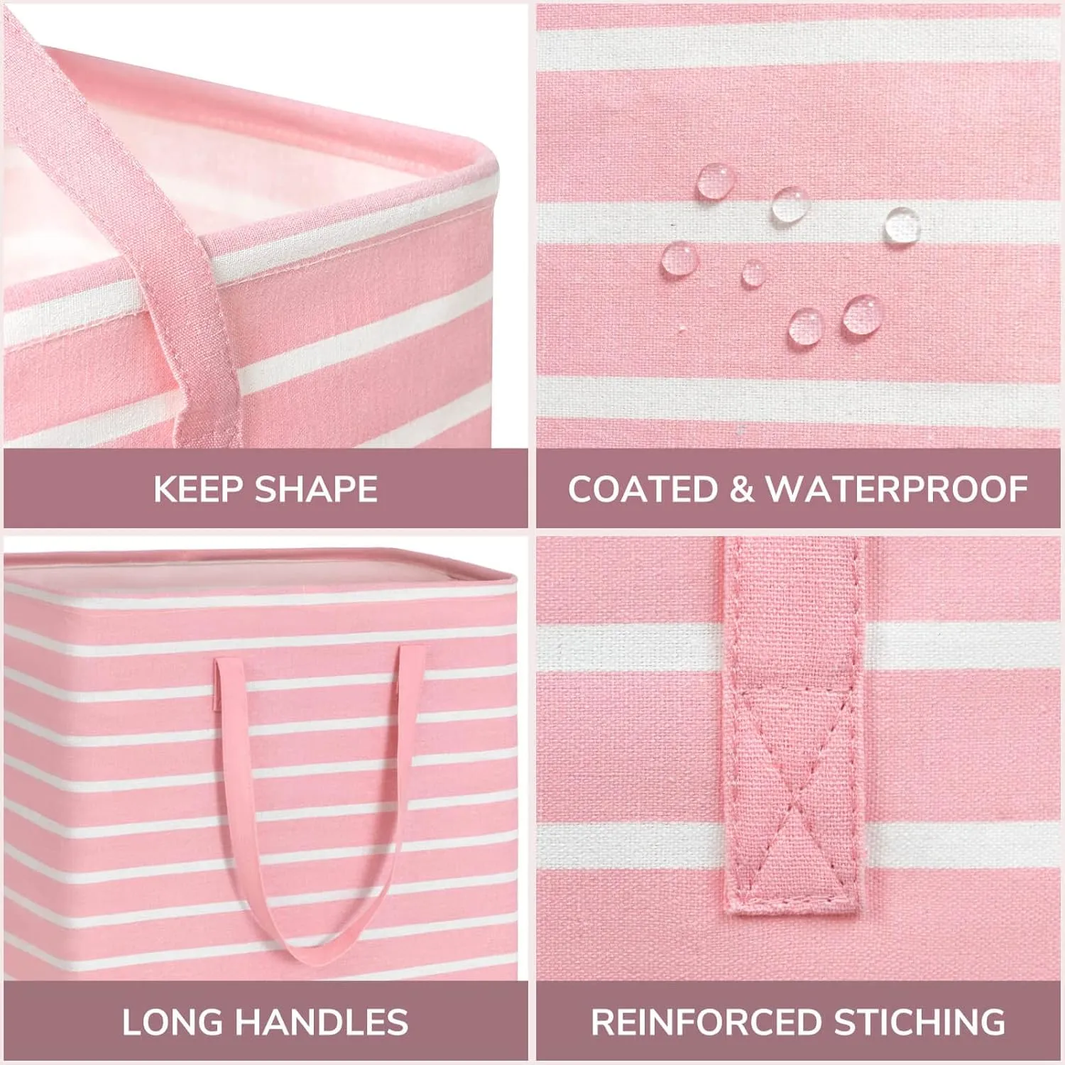 Goodpick Pink Laundry Basket Kids Baby Laundry Hamper Towels Dirty Clothes Baskets for Organizing Large Collapsible Laundry Baskets Baby Girls Toy Storage Bathroom, Dorm, 75L Set of 2, Pink