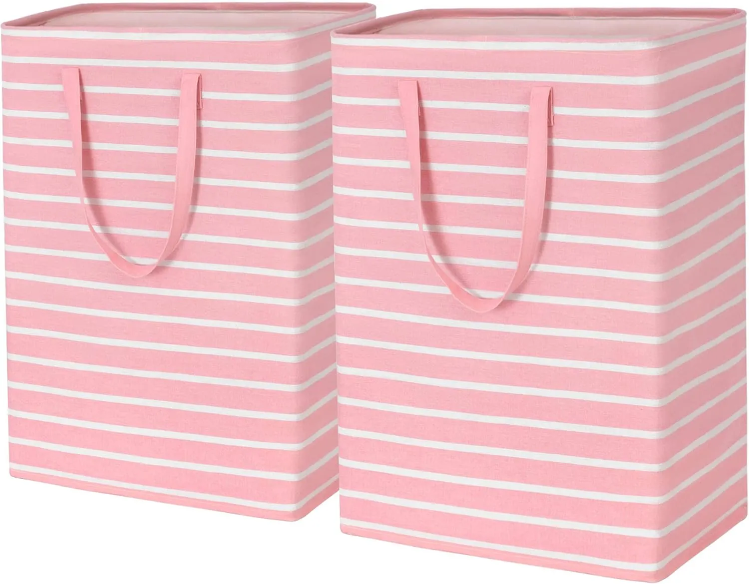 Goodpick Pink Laundry Basket Kids Baby Laundry Hamper Towels Dirty Clothes Baskets for Organizing Large Collapsible Laundry Baskets Baby Girls Toy Storage Bathroom, Dorm, 75L Set of 2, Pink