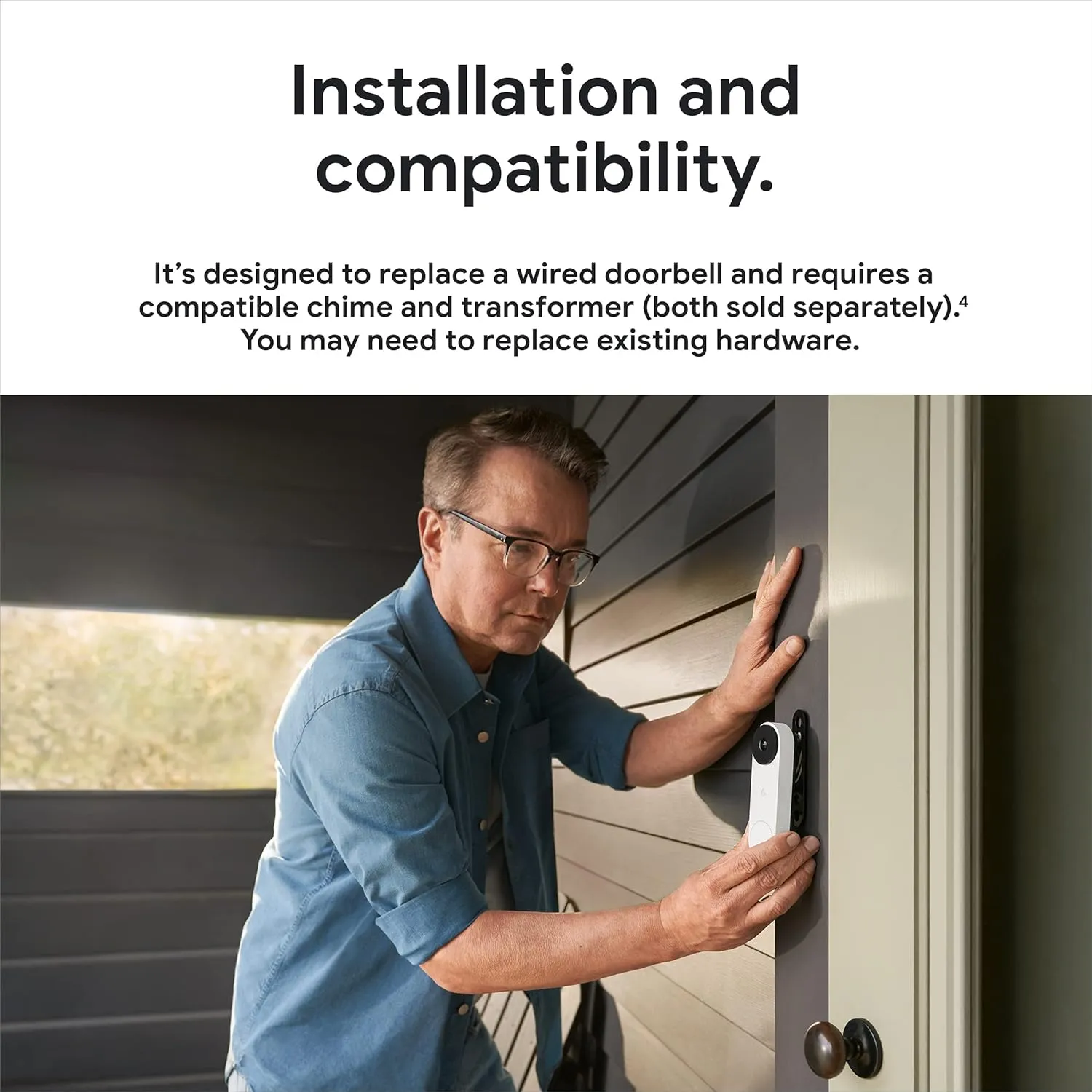 Google Nest Doorbell (Wired, 2nd Gen) - Wired Video Doorbell Camera - Doorbell Security Camera - Snow (Renewed)