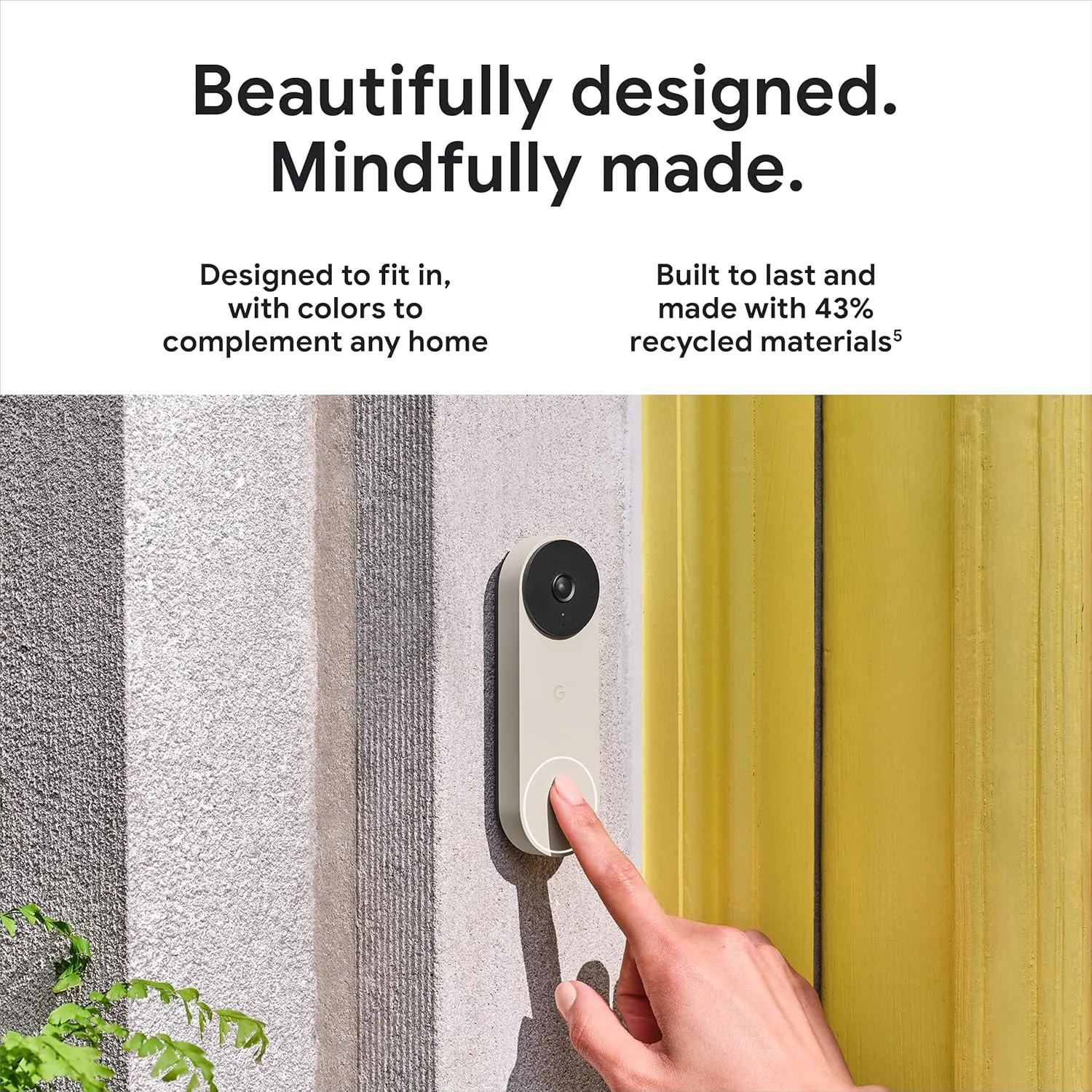 Google Nest Doorbell (Wired, 2nd Gen) - Wired Video Doorbell Camera - Doorbell Security Camera - Snow (Renewed)