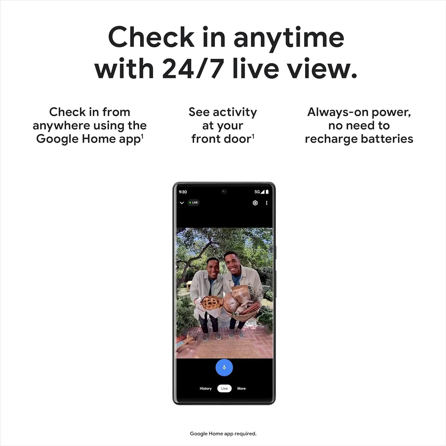 Google Nest Doorbell (Wired, 2nd Gen) - Wired Video Doorbell Camera - Doorbell Security Camera - Snow (Renewed)
