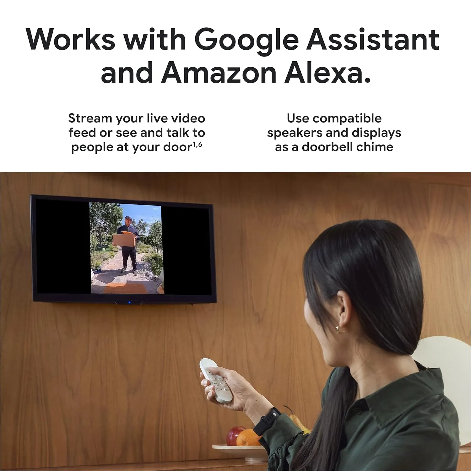 Google Nest Doorbell (Wired, 2nd Gen) - Wired Video Doorbell Camera - Doorbell Security Camera - Snow (Renewed)