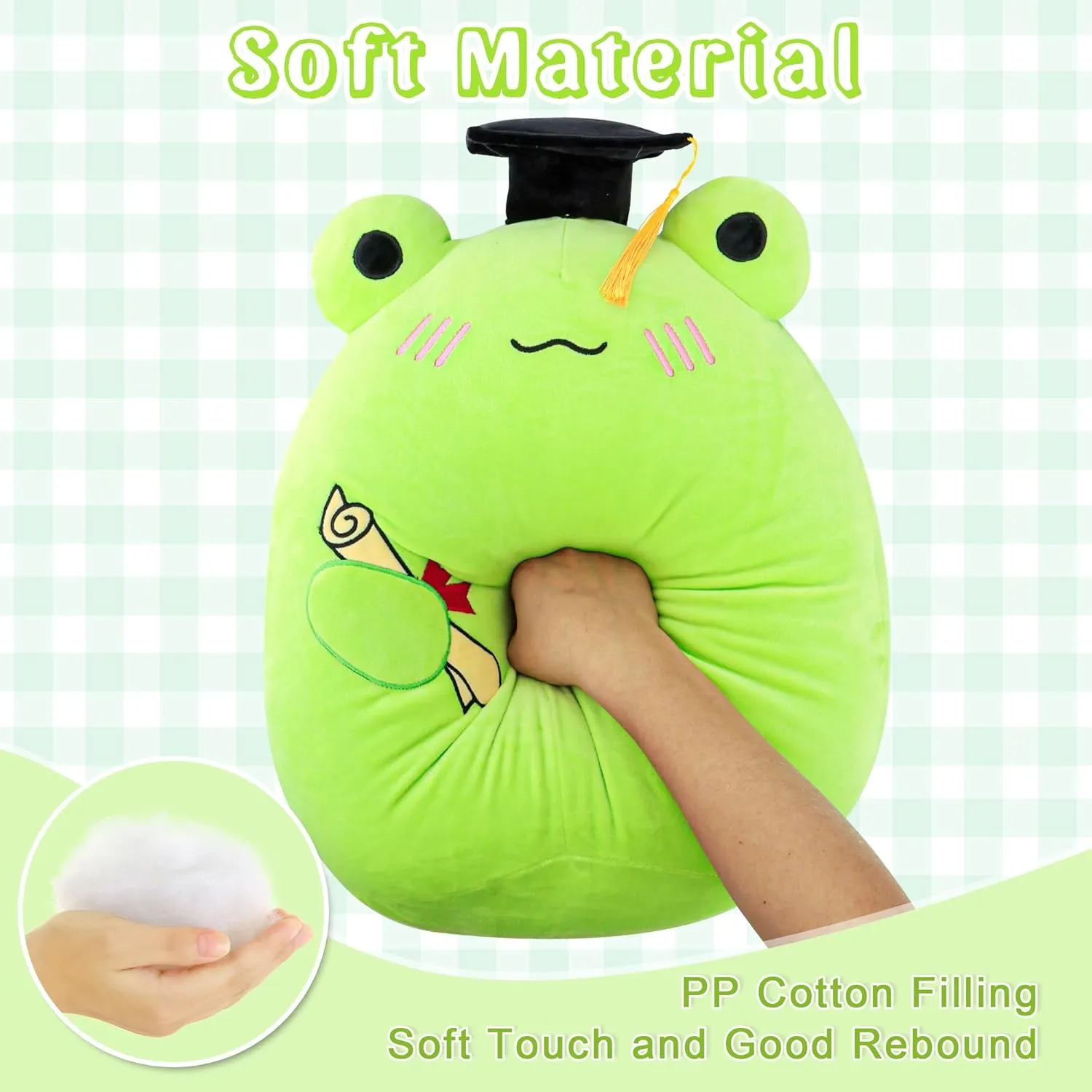 Graduation Gifts, Middle School 2025 Frog Stuffed Animals Plush with Mini Graduation Cap, Cute Doll Pillow Toys for High/Elementary School Students