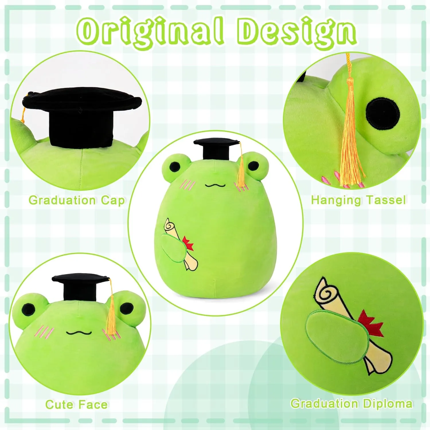 Graduation Gifts, Middle School 2025 Frog Stuffed Animals Plush with Mini Graduation Cap, Cute Doll Pillow Toys for High/Elementary School Students