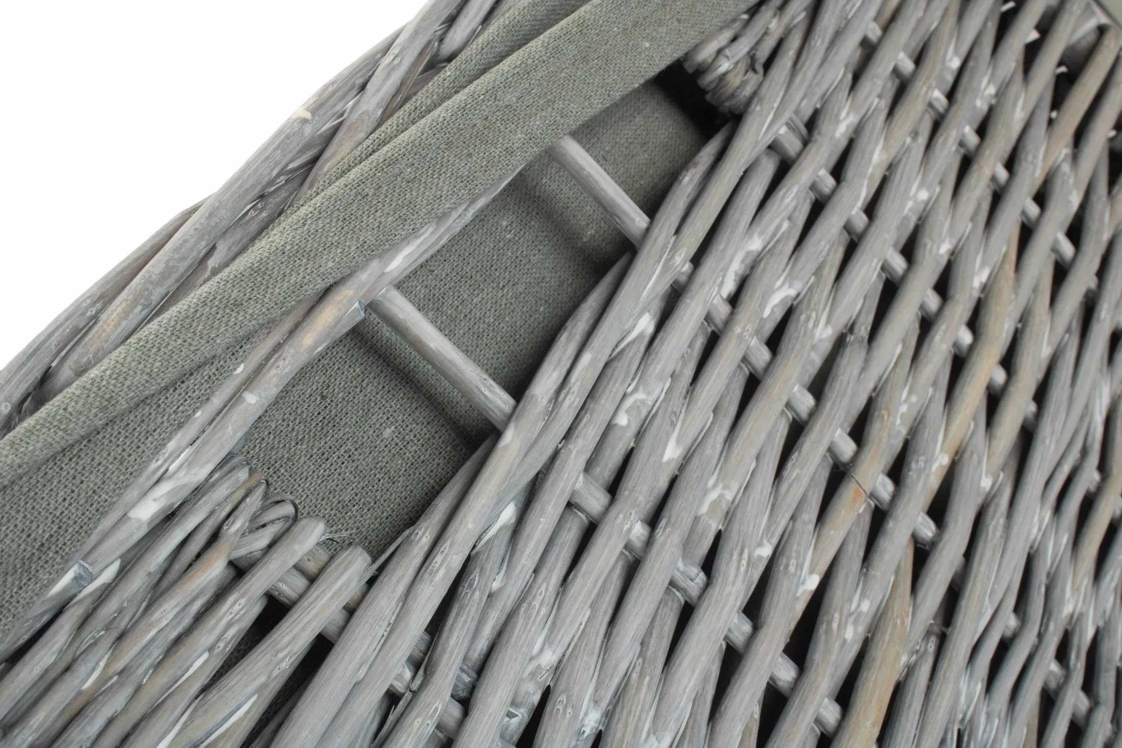 Grey Wash Willow Square Laundry Basket with Grey Sage Lining - Large