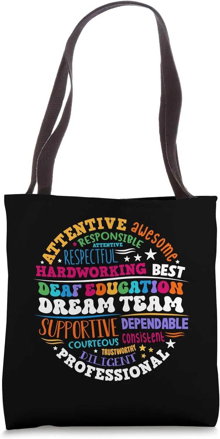 Groovy D/HH Teacher Deaf Education Dream Team ASL Teachers Tote Bag
